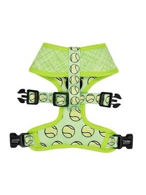 Sassy Woof • “Serving Up Sass” Tennis Ball Print Lime Green Dog Harness SMALL